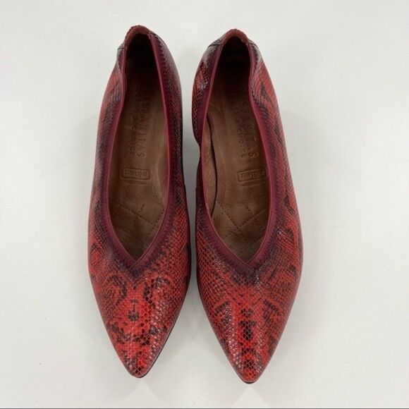 Hispanitas Selene Pointed Toe Leather Pumps Red Snake Size 40 9 US - Picture 4 of 16